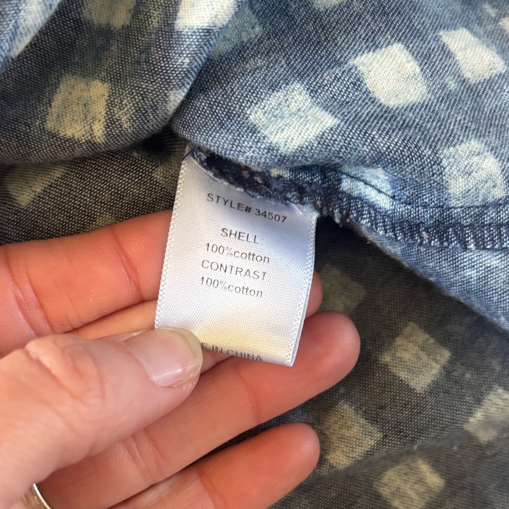Blue & White Gingham Cotton Pullover Shirt | Back Button Detail | Casual XL - Picture 7 of 12